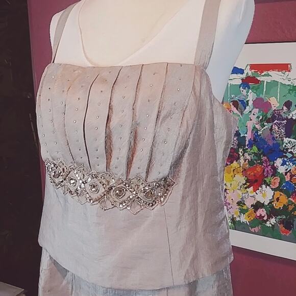 David’s Bridal Shimmer Jacket Dress Taupe 12 Women Petite - Picture 4 of 8